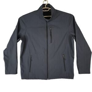 Swiss Tech Jacket Mens XL Gray Black Full Zip Soft Shell Windproof Fleece Lined
